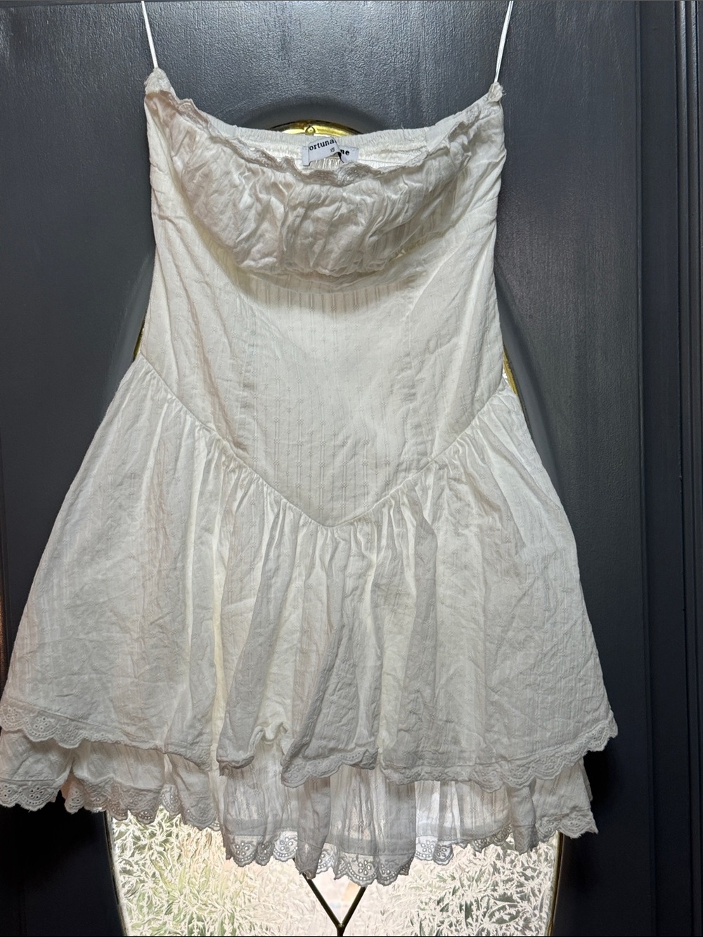 Cotton Lace-Trim White Skater Skirt by Free People